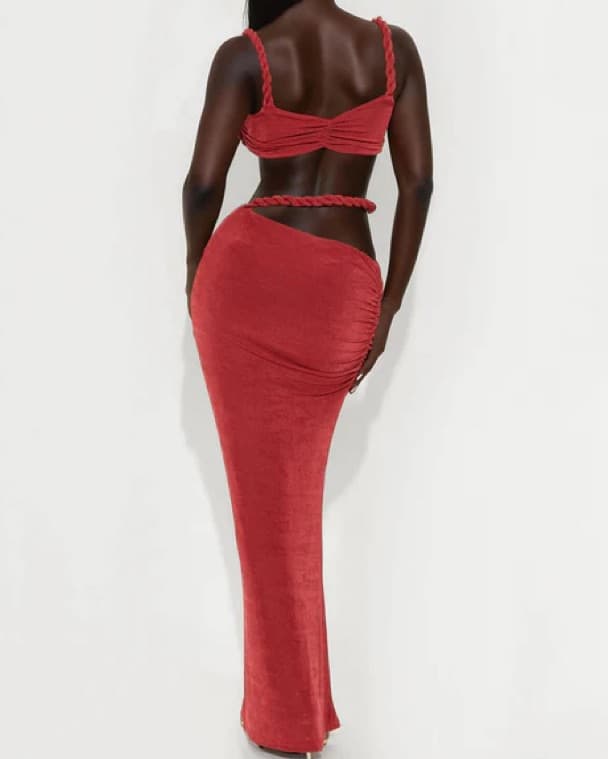 Aitana Maxi Skirt Set - Marsala - Image 3