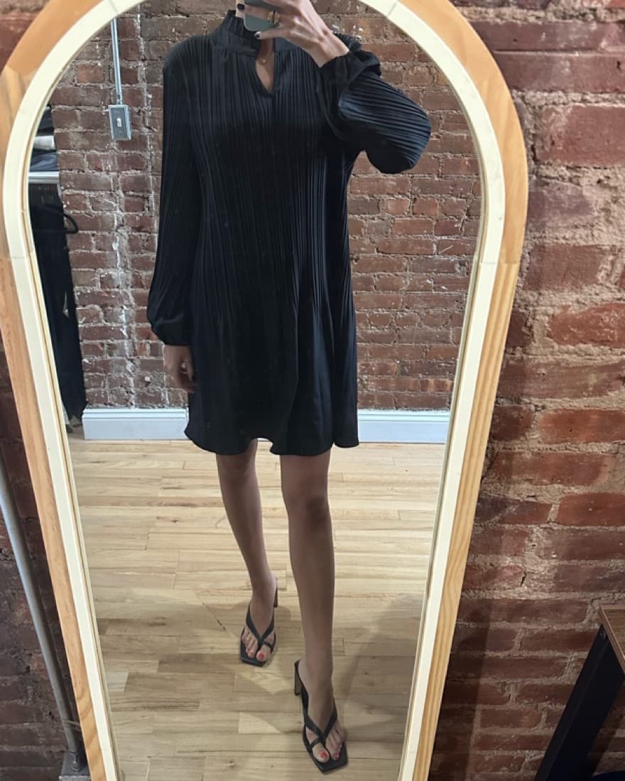 Lonsleeve Crinkle Dress W Belt - Image 4