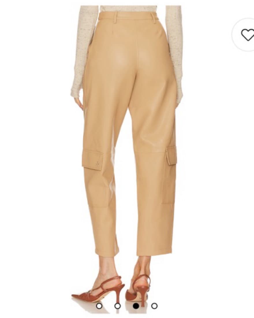 Faux Leather Pant + Vest Set In Tan - Image 4