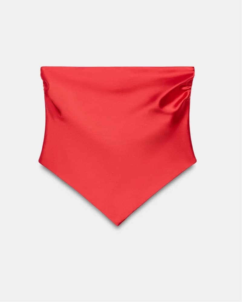Red/Coral Satin Bandeau Top - Image 5