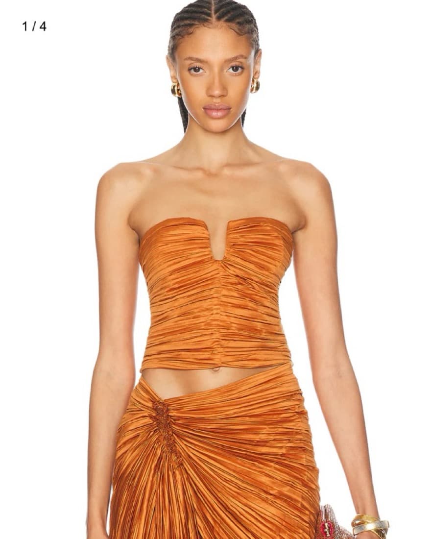 Cult Gaia Orange Strapless Top  - Image 3