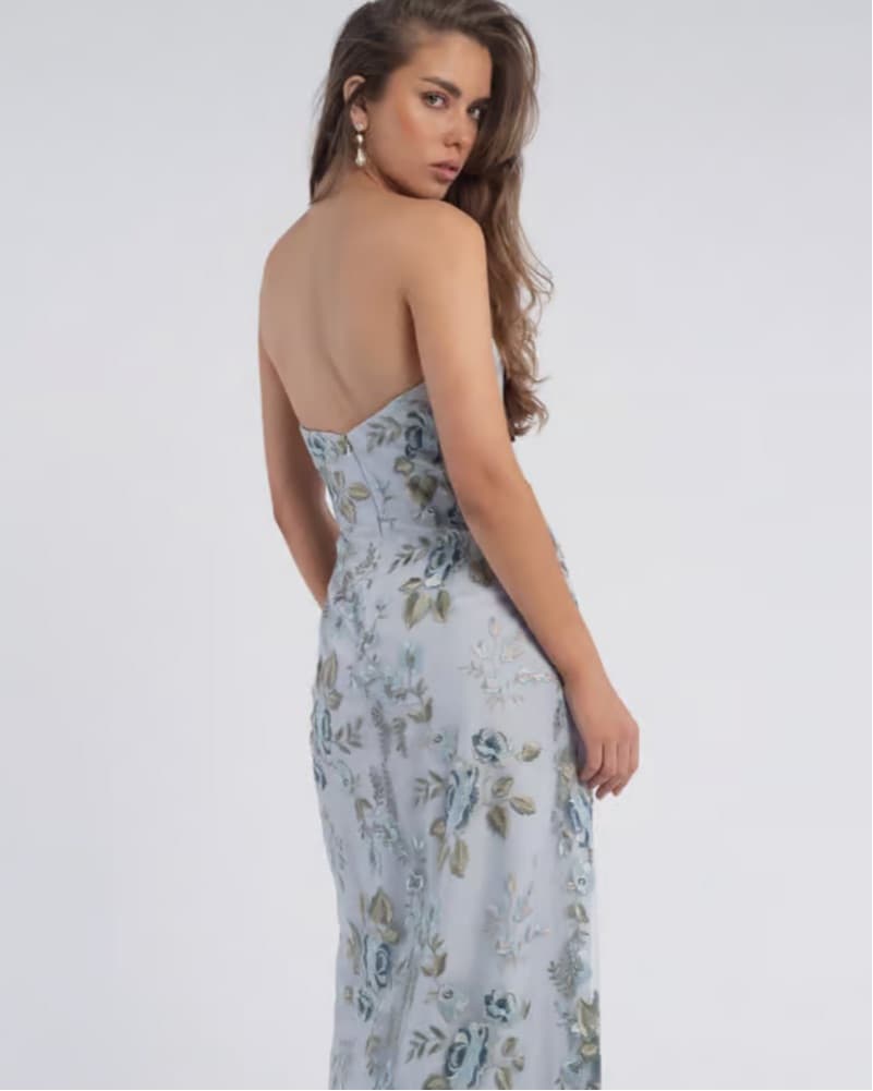 Jenny Yoo Blue Floral Embroidery Dress - Image 2