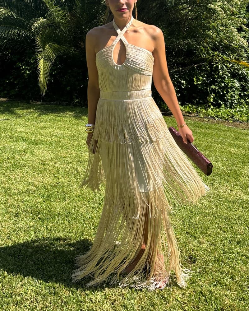 Simkhai Baldwin Fringe Halter Dress - Image 1