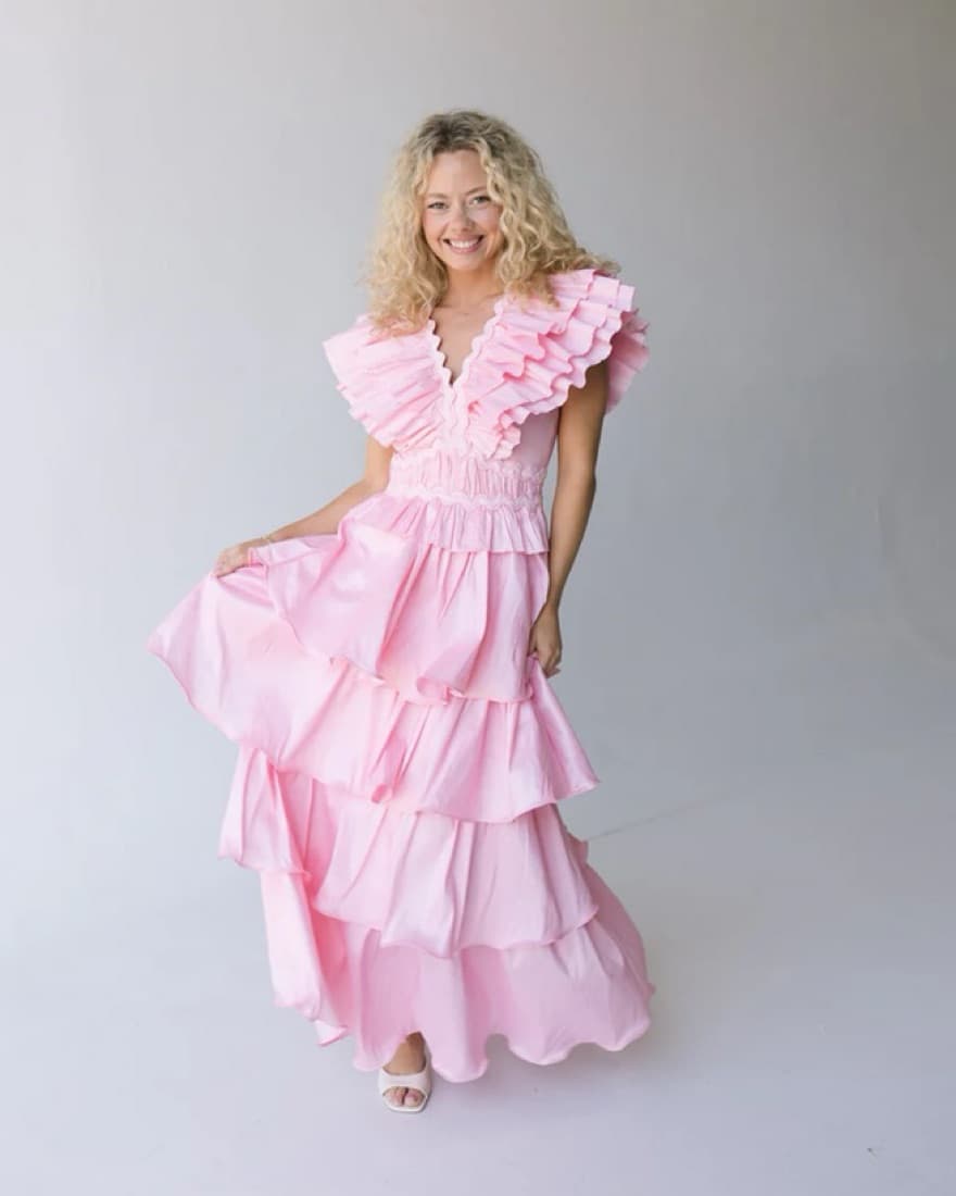 Dreamy Pink Ruffled Gown - Image 3