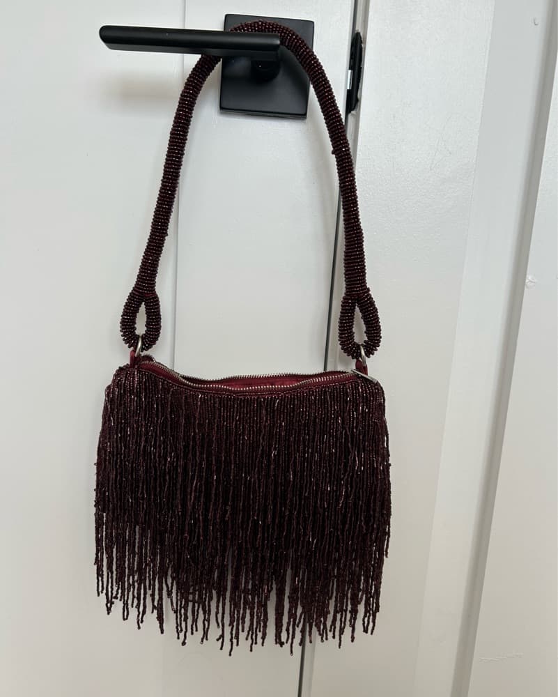Luxurious Beaded Burgundy Mini Purse - Image 1
