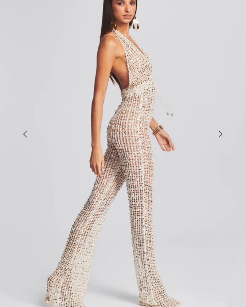 Retrofete Tosca Sequin Crochet Jumpsuit - Image 3