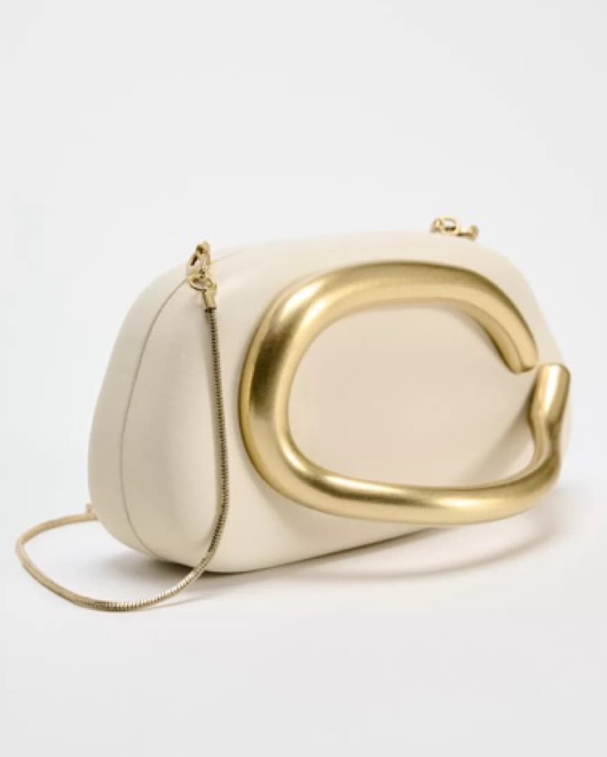 Zara Ivory White And Gold Clutch - Image 1