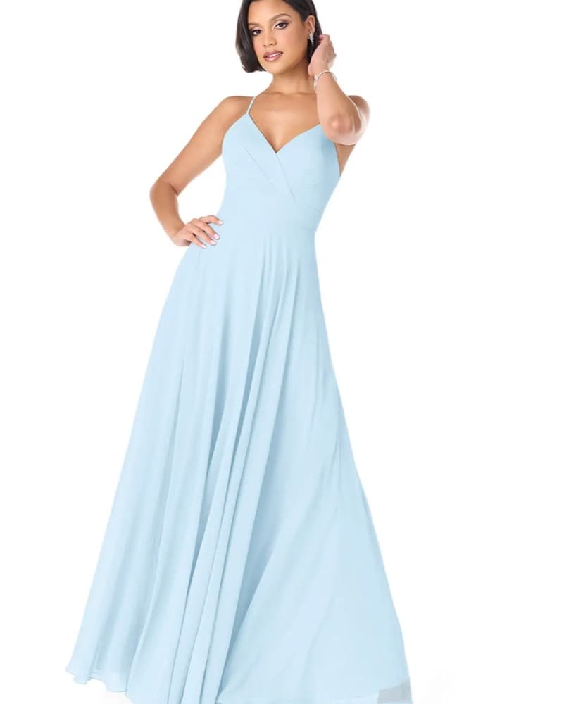 Azazie Avelina Sky Blue Chiffon Dress  - Image 1