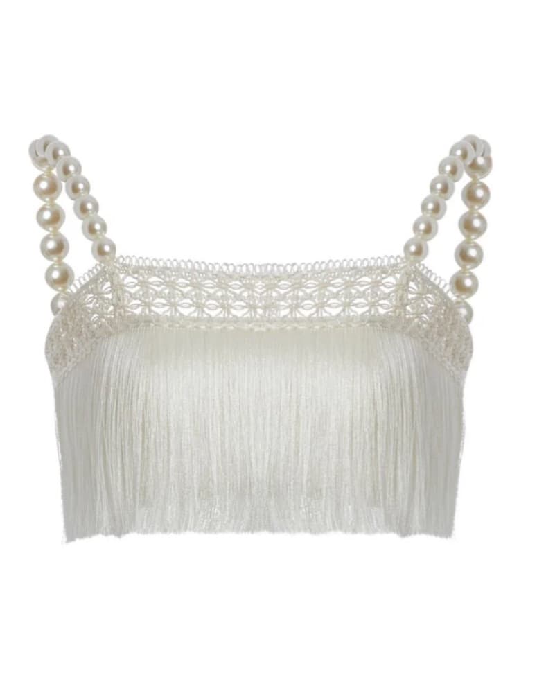 Patbo White Pearl Fringe Top+maxi Skirt - Image 4