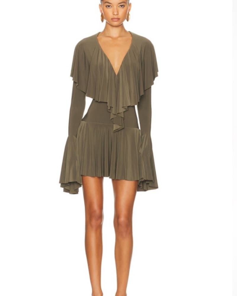 Norma Kamali Deep V Ruffle Mini - Image 1