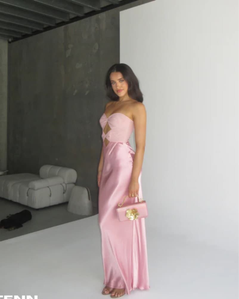Elegant Pink Satin Gown - Image 1