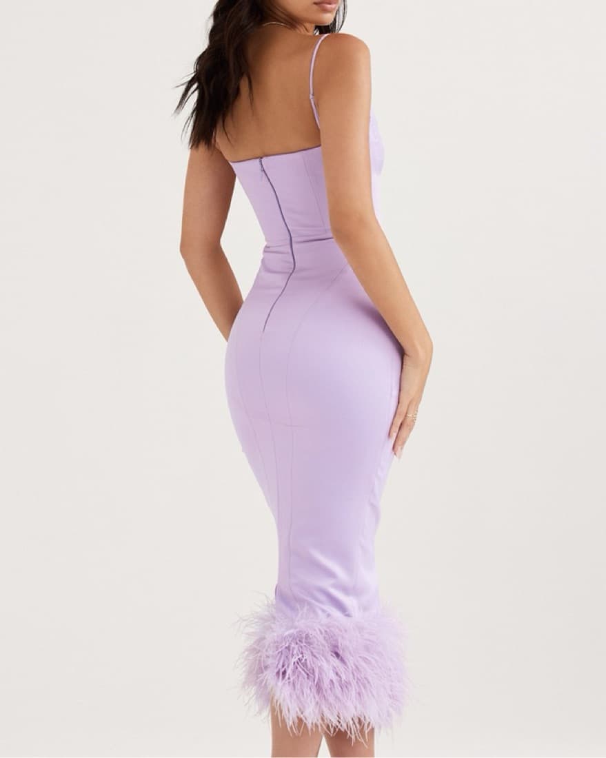 House Of CB Ostrich Satin Midi Dress S - Image 5