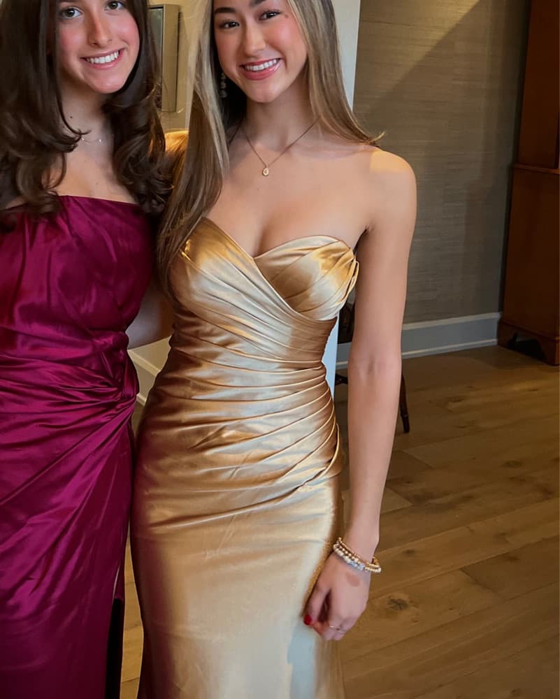 Glamorous Gold Satin Gown - Image 4