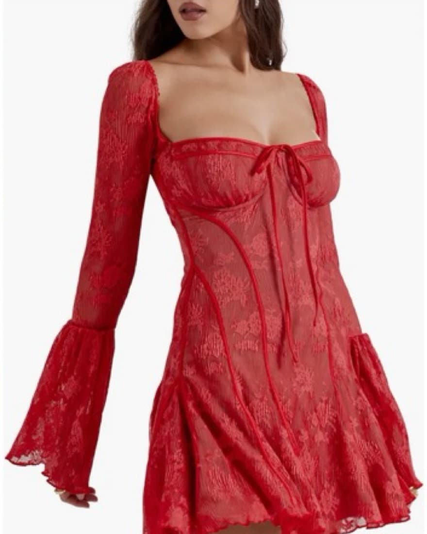 HOUSE OF CB Lace Long Sleeve Mini Dress - Image 6
