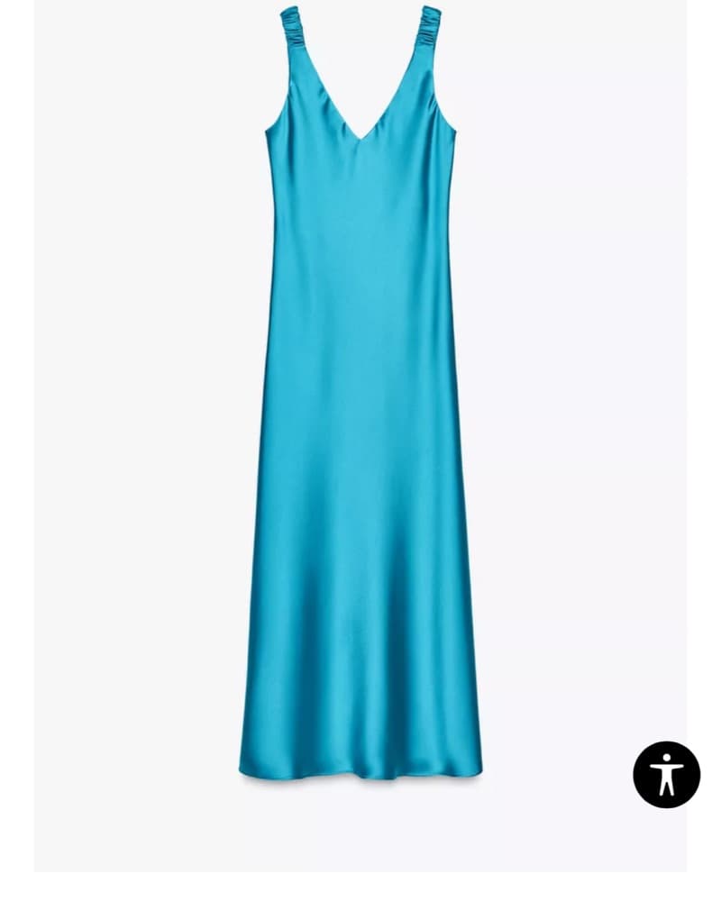 Zara Satin Blue Maxi Dress - Image 2