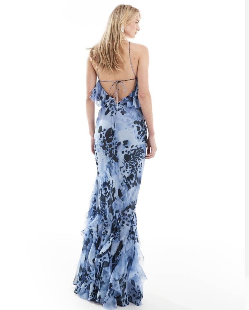 ASOS Design Tall Ruffle Halter Bias Maxi - Image 2