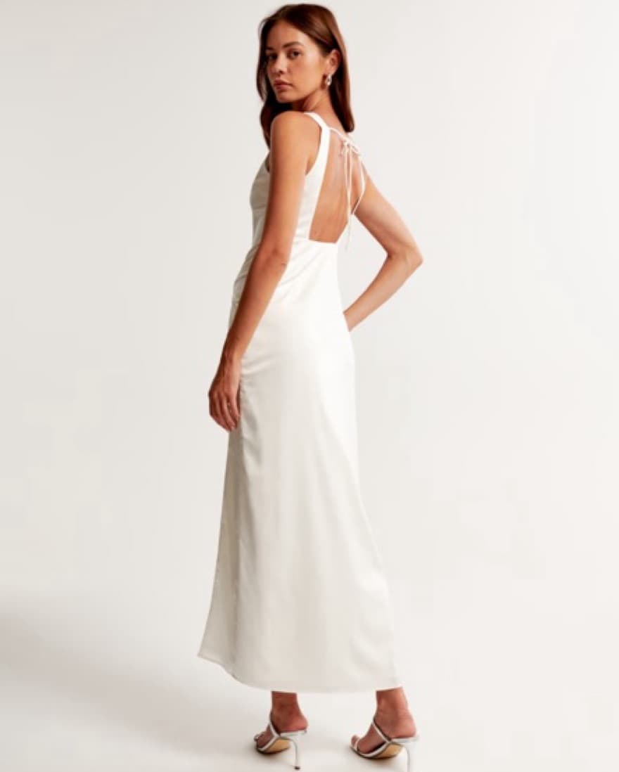 Abercrombie White Satin Maxi Open Back - Image 3