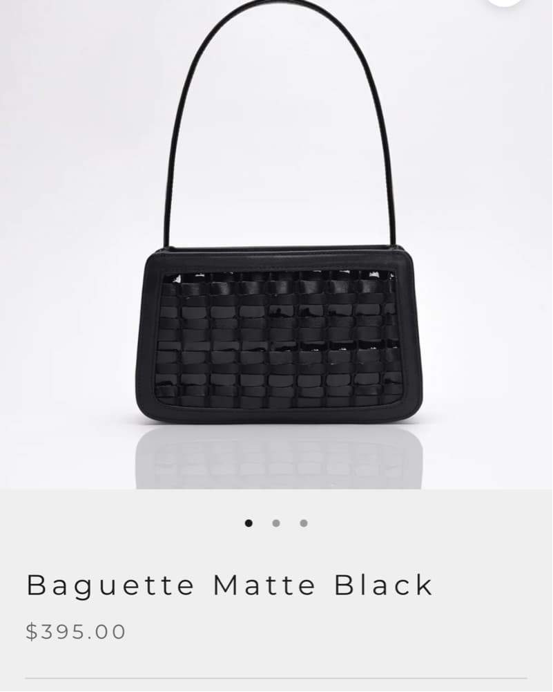 Sleek Baguette Matte Black Bag - Image 2