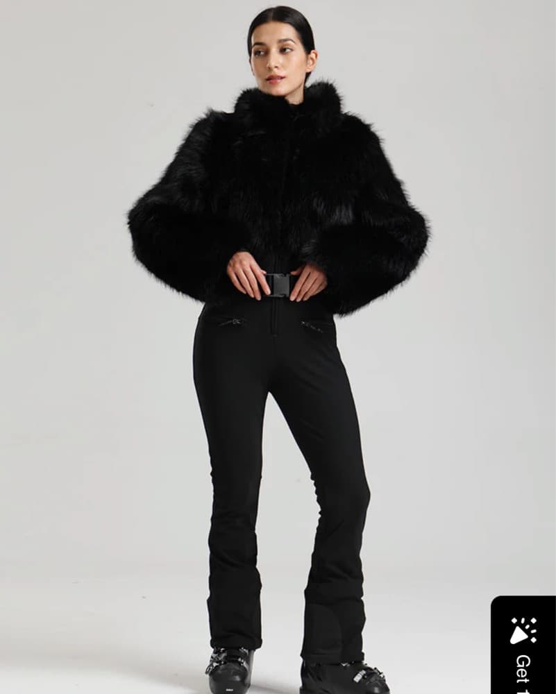 Gsou Snow Black Fur Ski Suit  - Image 3