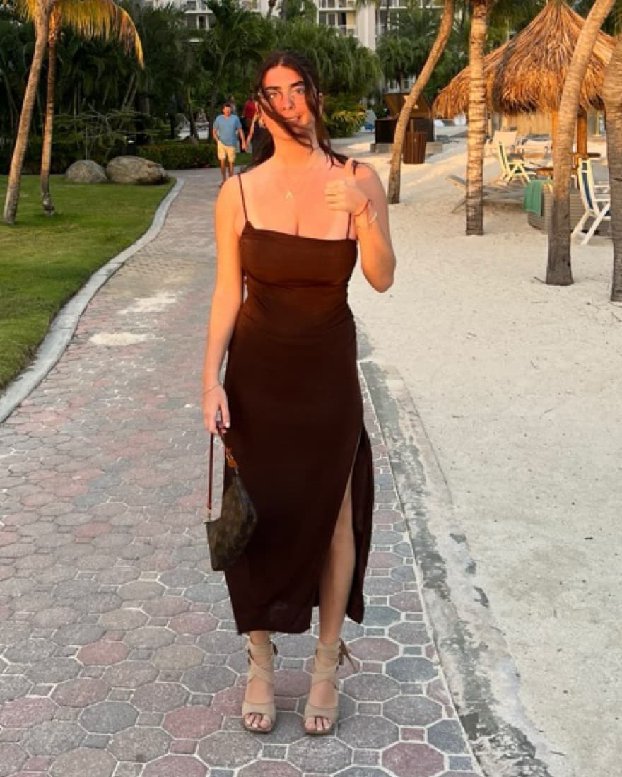 Asymmetrical Brown Dress - Image 2