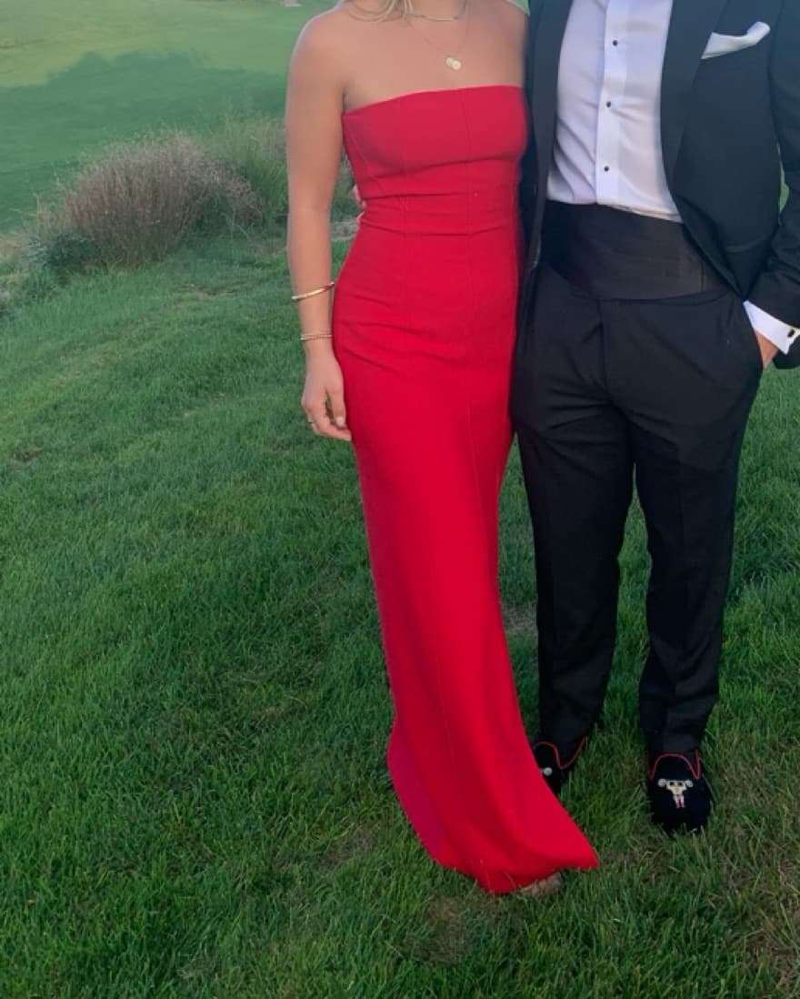 Red Gown with Thigh Slit - Image 1