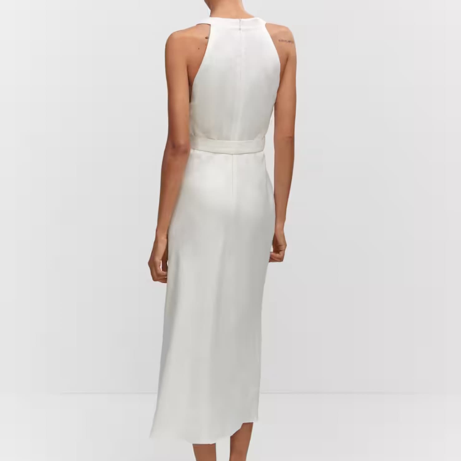 White Linen Midi Dress - Image 3