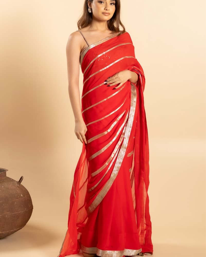 Ritz Red Saree XS-XL - Image 1