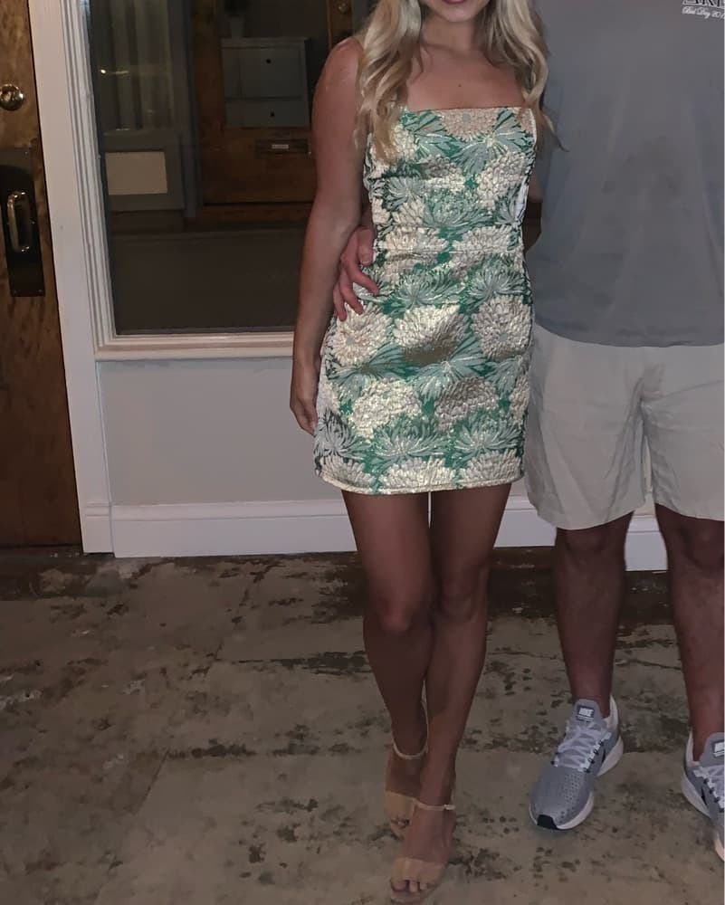 Floral Brocade Mini Dress - Image 2