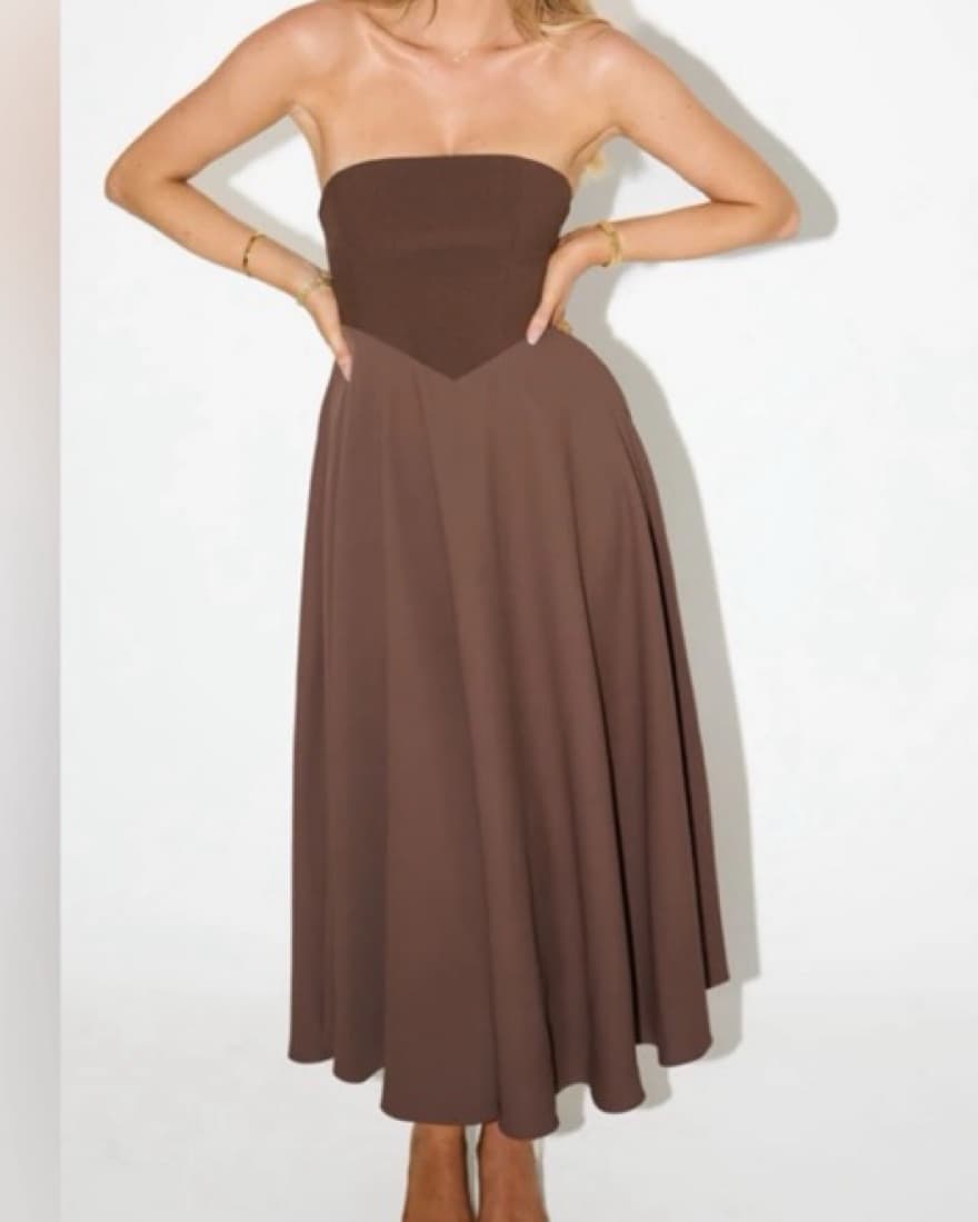 Odd Muse Brown Strapless Dress - Image 2