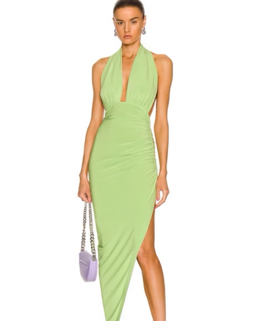 Norma Kamali Halter Side Drape Gown - Image 1