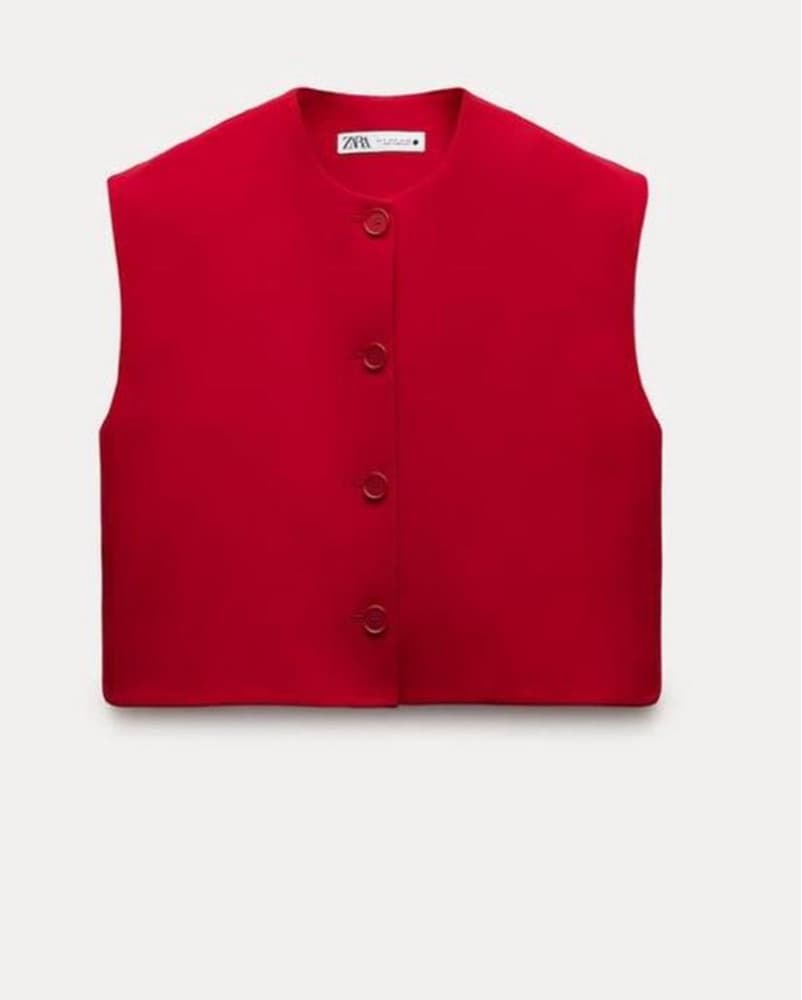 Zara Vibrant Red Cropped Vest - Image 2