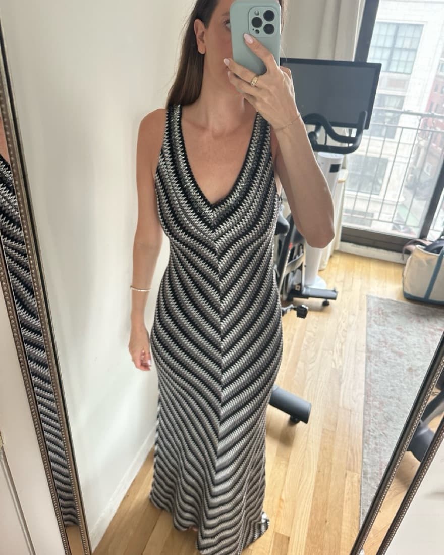 Black and Silver Form Fitting Dress  - Image 1