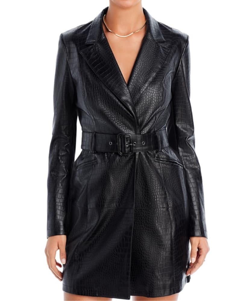 Black Leather Blazer Dress - Image 1