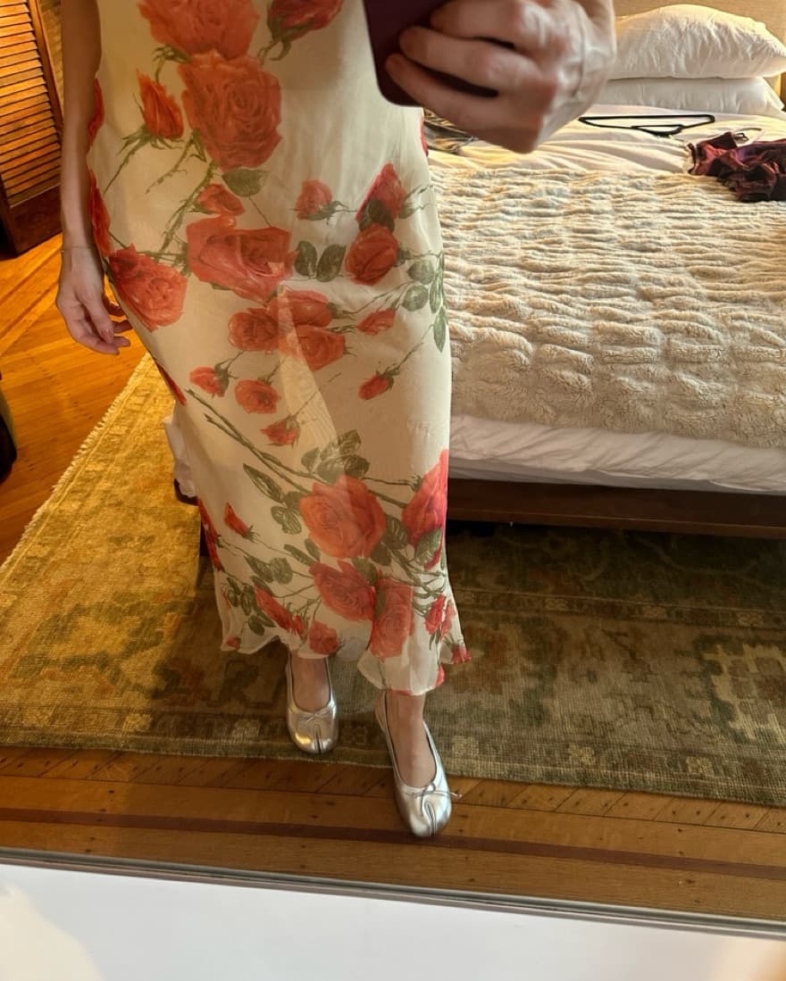 Vintage Floral Semi Sheer Dress - Image 3