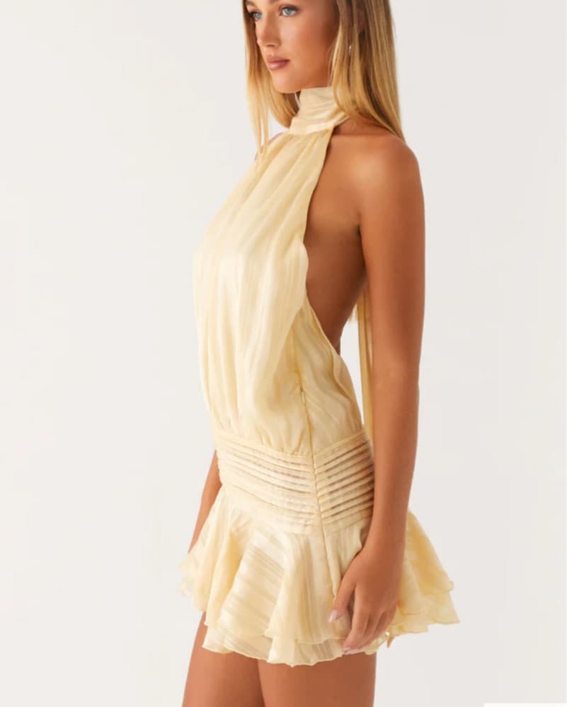 Willow Chiffon Mini Dress - Yellow - Image 2