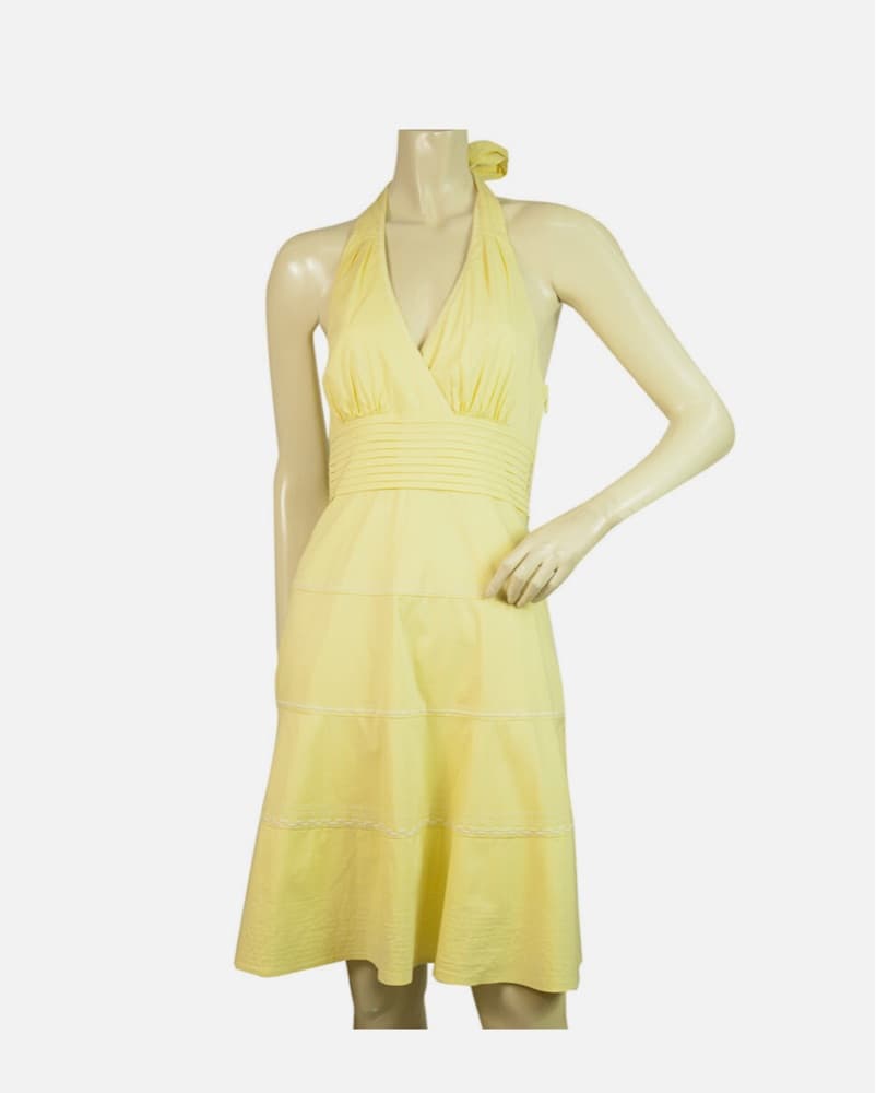 BCBG Butter Yellow Halter Dress - Image 1