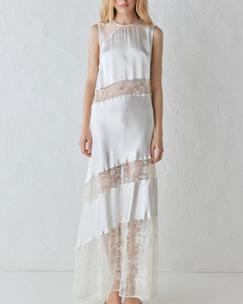 VRG Girl Elegant Lace Trim Maxi Dress - Image 1
