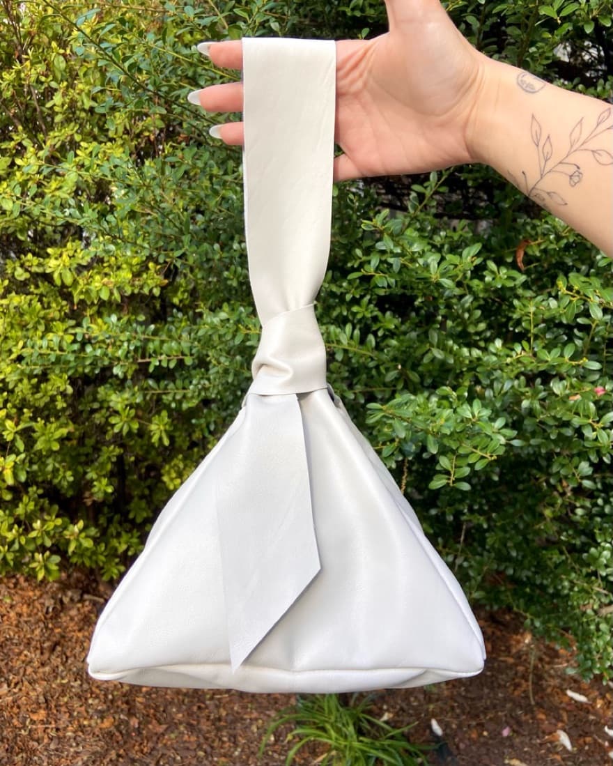 White Leather Pyramid Purse - Image 1