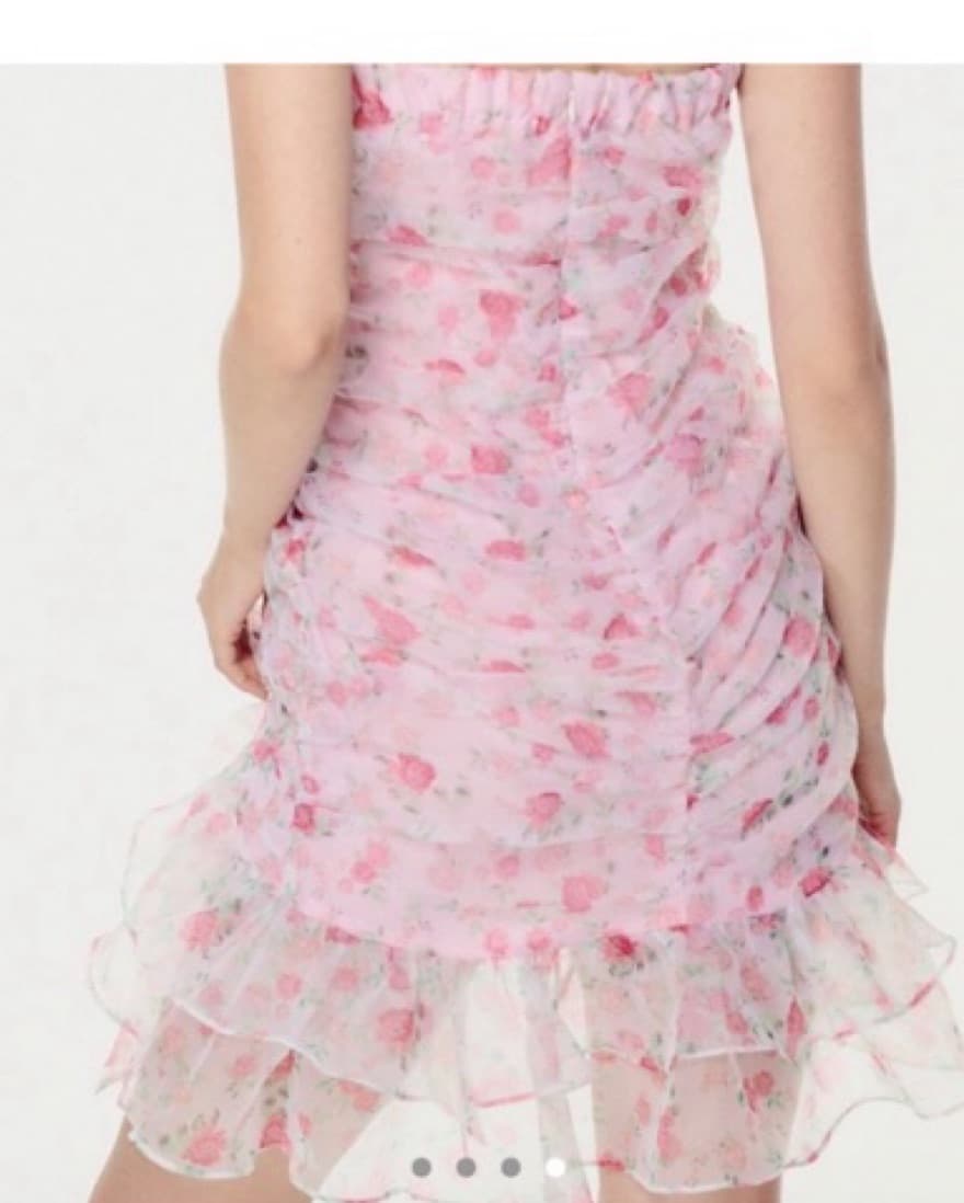 Pink & white strapless Revolve Dress - Image 3