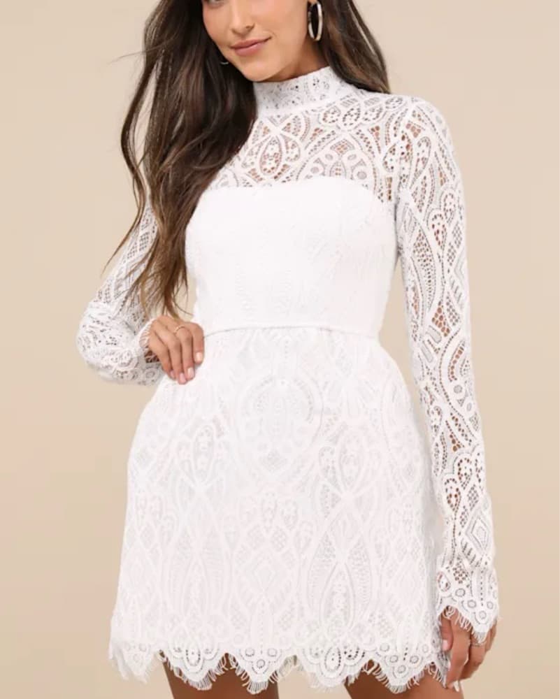 Lulus Lace Mockneck Mini Dress  - Image 1