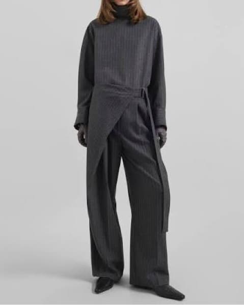 Frankie Shop Wool Pinstripe Wrap Trouser - Image 2
