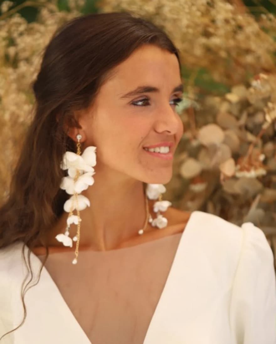 Statement Flower Boho Wedding Earrings - Image 6
