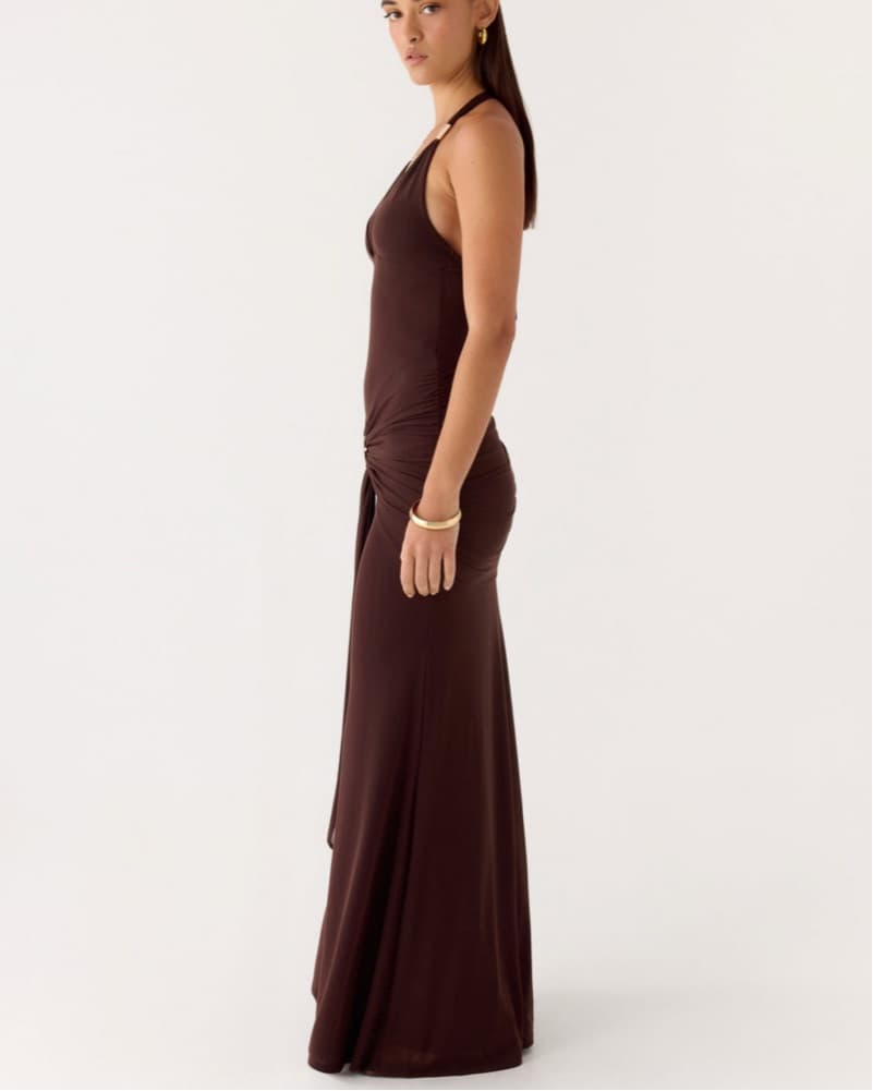 Miyah Halter Hardware Maxi Dress - Choco - Image 3