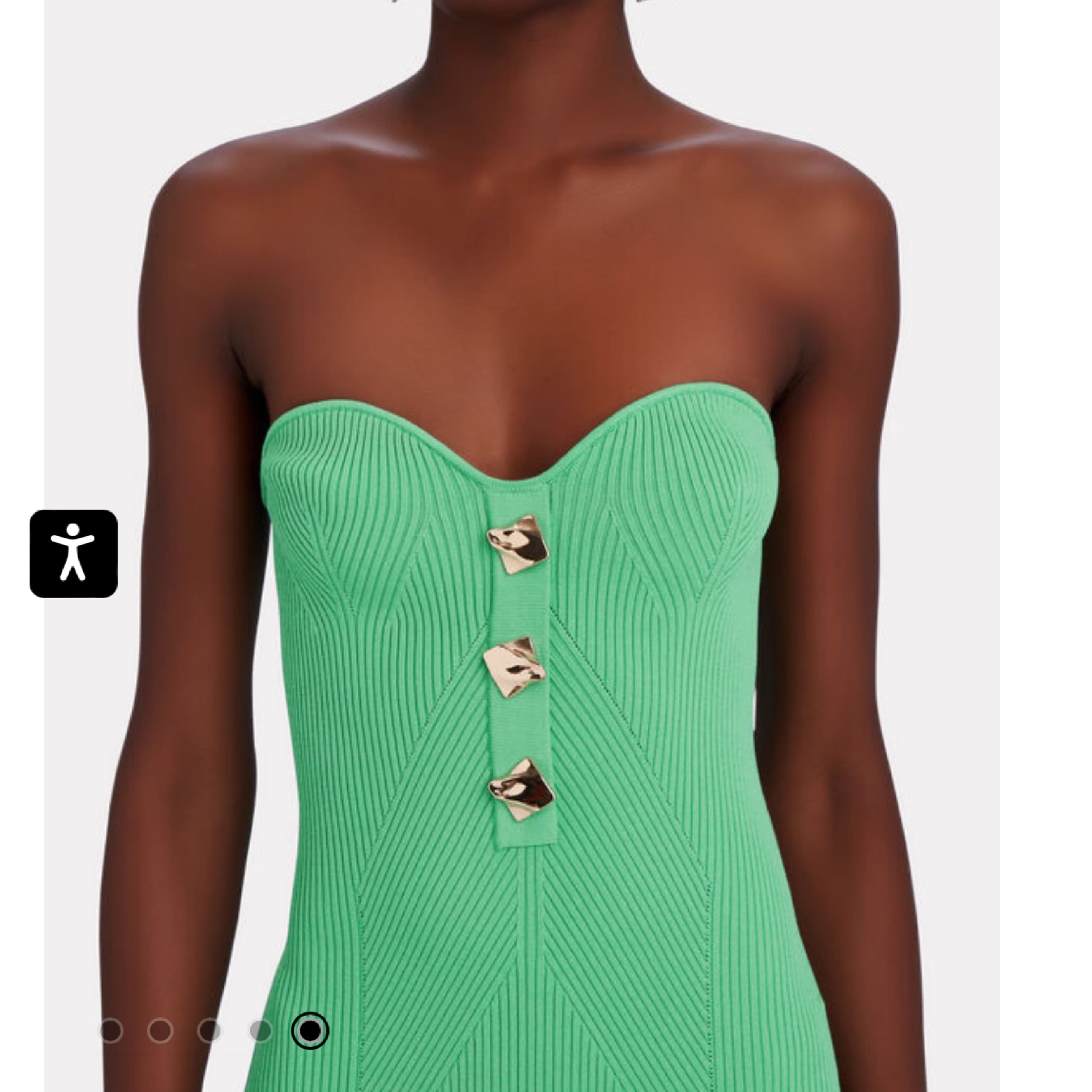 SELF PORTRAIT GREEN STRAPLESS DRESS - Image 3