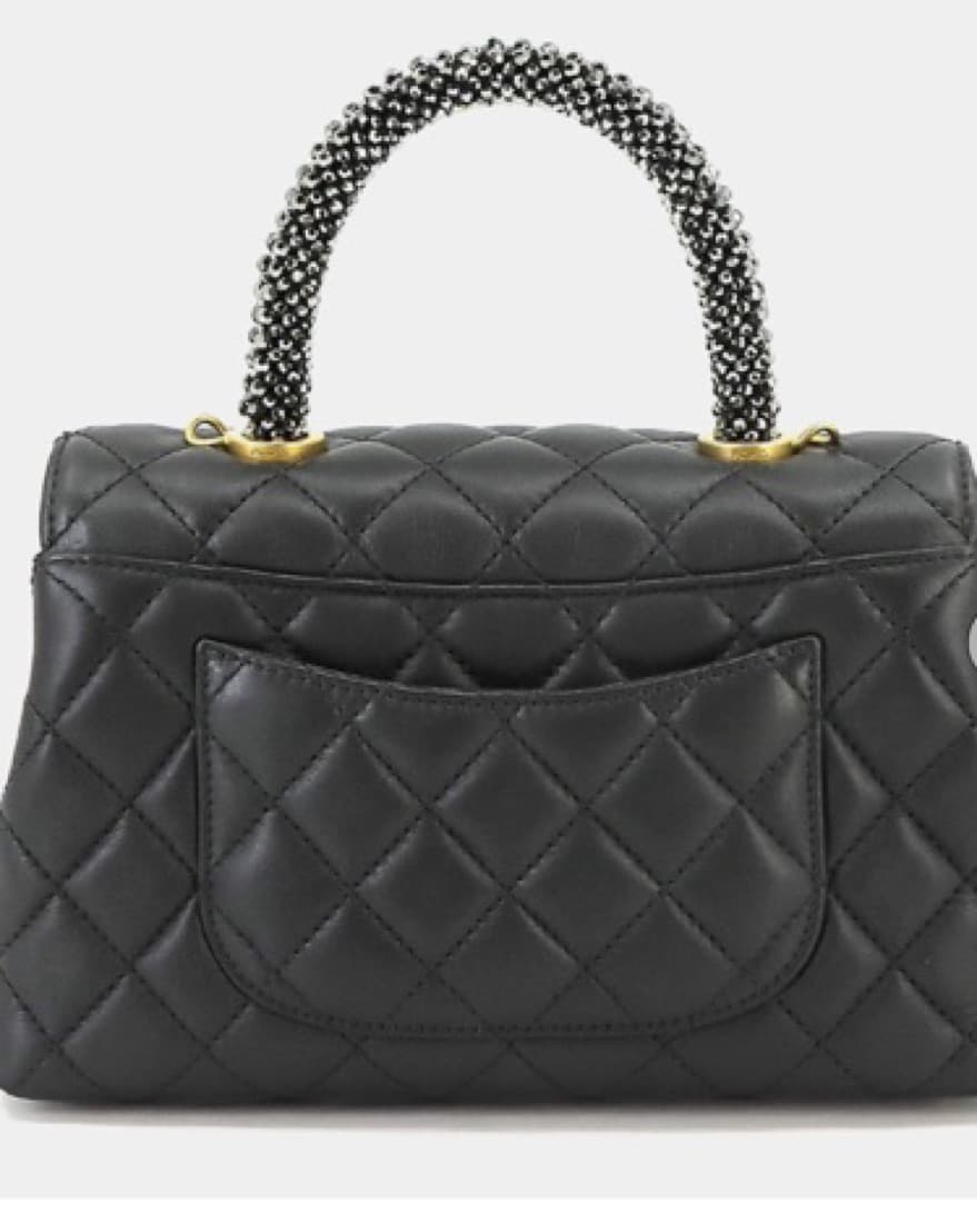 Chanel Black Quilted Goatskin with Beade - Image 4