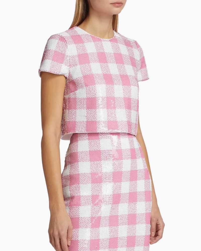 Pink and White Check Sequin Set - Image 2