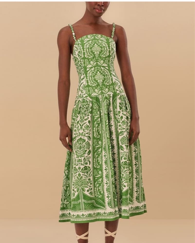 Delicate Tapestry Linen Midi Dress - Image 1