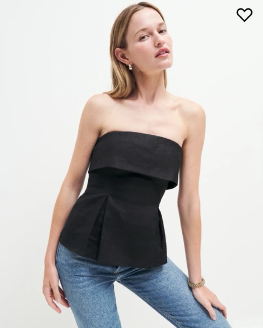 Reformation Black Linen Strapless Top - Image 3