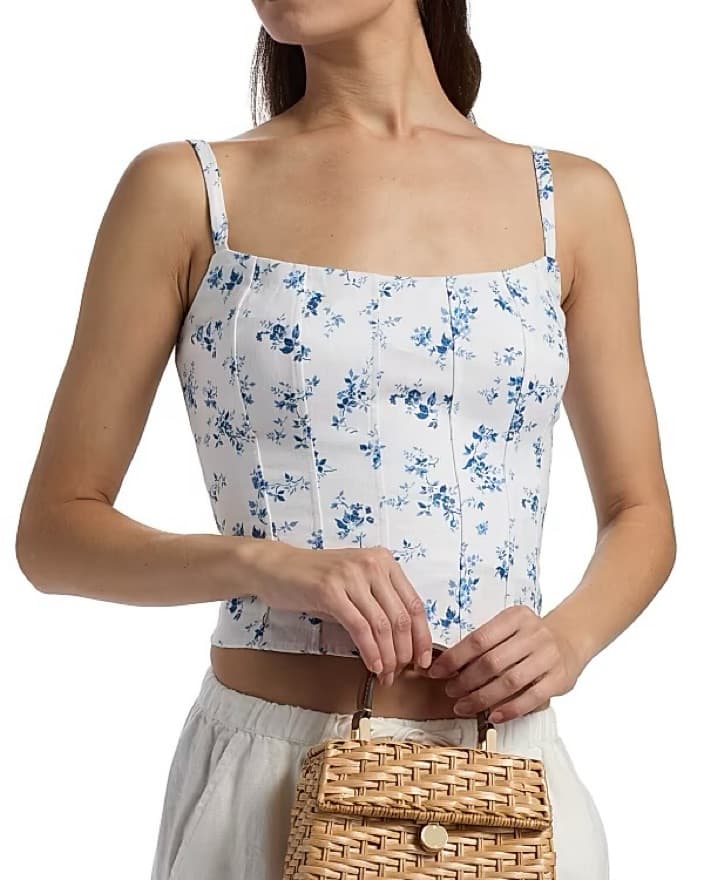 Reformation Floral Linen Seamed Top - Image 1