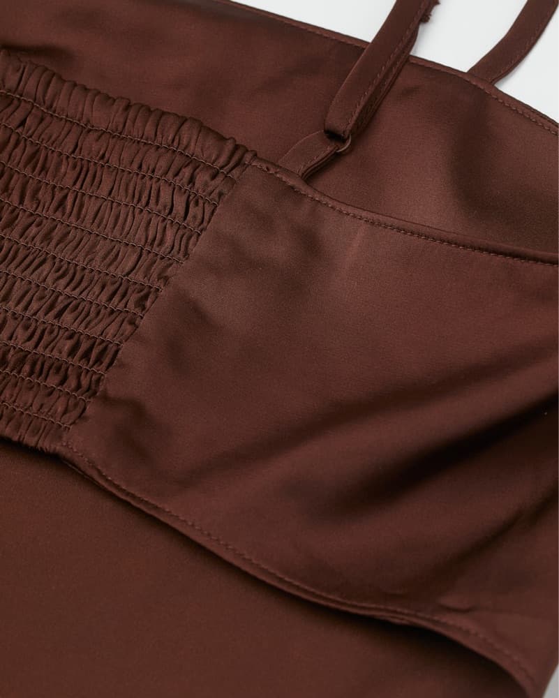 Chic Chocolate Brown Satin Top - Image 2
